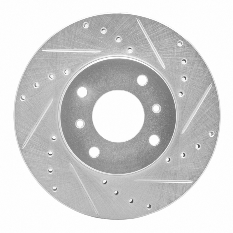 Picture of R1 93-06 Infiniti G20 Front Right Drilled & Slotted Silver Brake Rotor