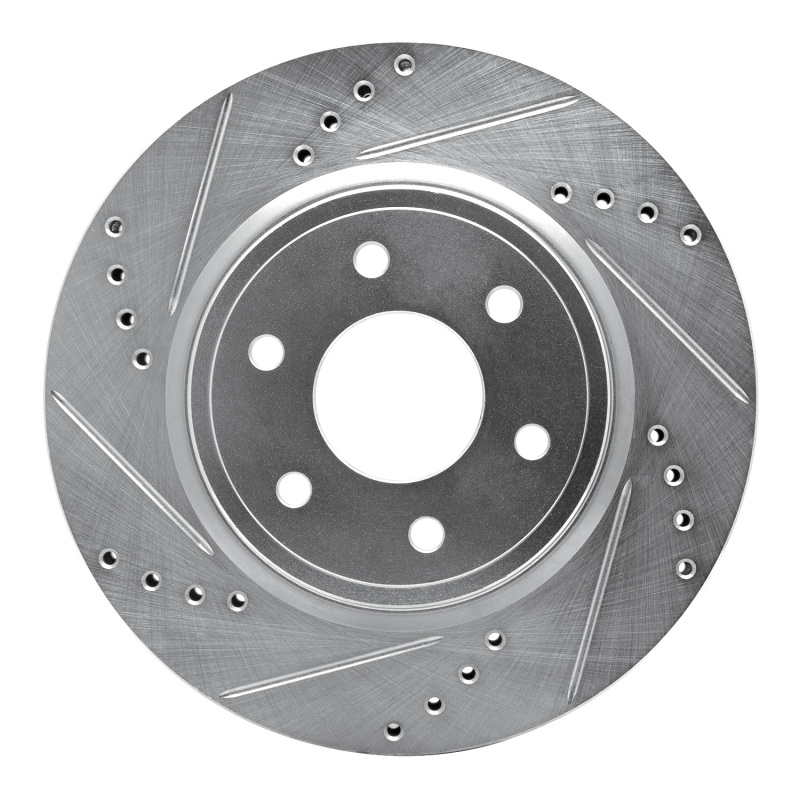 Picture of R1 05-25 Nissan Frontier Front Left Drilled & Slotted Silver Brake Rotor