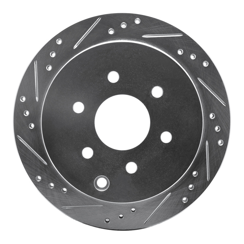Picture of R1 05-25 Nissan Frontier Rear Left Drilled & Slotted Silver Brake Rotor