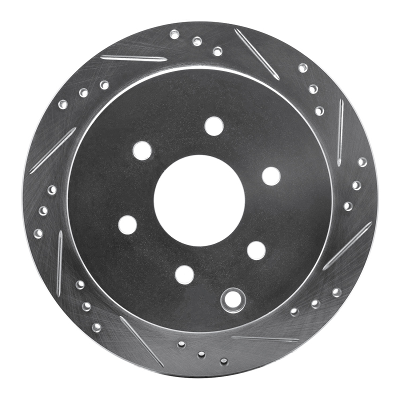 Picture of R1 05-25 Nissan Frontier Rear Right Drilled & Slotted Silver Brake Rotor