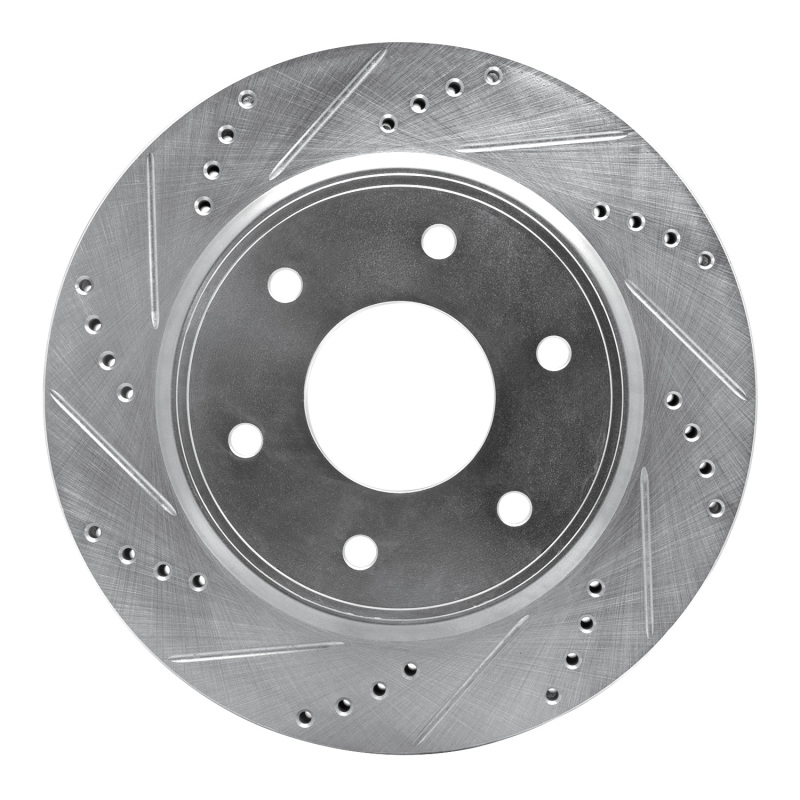 Picture of R1 05-07 Infiniti QX56 Front Left Drilled & Slotted Silver Brake Rotor