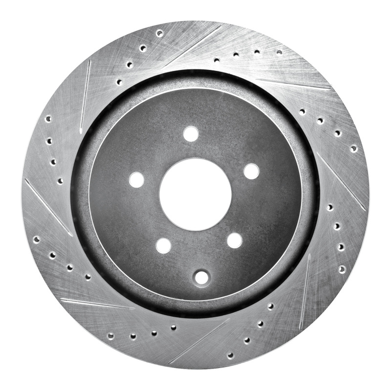 Picture of R1 09-24 Infiniti Q50 Rear Left Drilled & Slotted Silver Brake Rotor