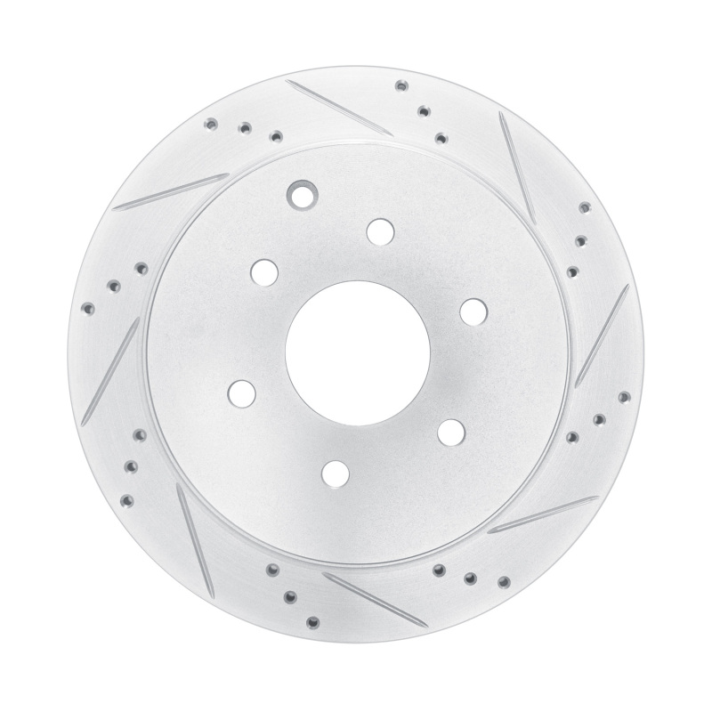 Picture of R1 10-24 Infiniti QX80 Rear Right Drilled & Slotted Silver Brake Rotor