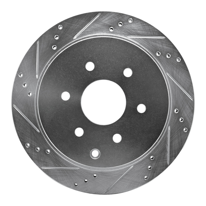 Picture of R1 10-24 Infiniti QX56 Rear Left Drilled & Slotted Silver Brake Rotor