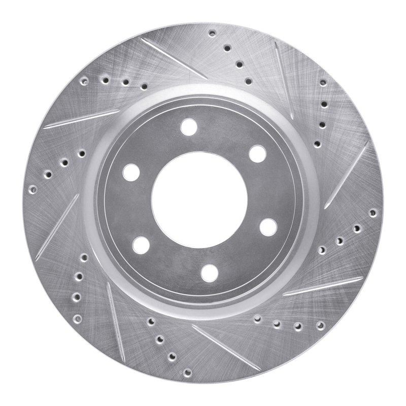 Picture of R1 07-24 Infiniti QX56 Front Right Drilled & Slotted Silver Brake Rotor