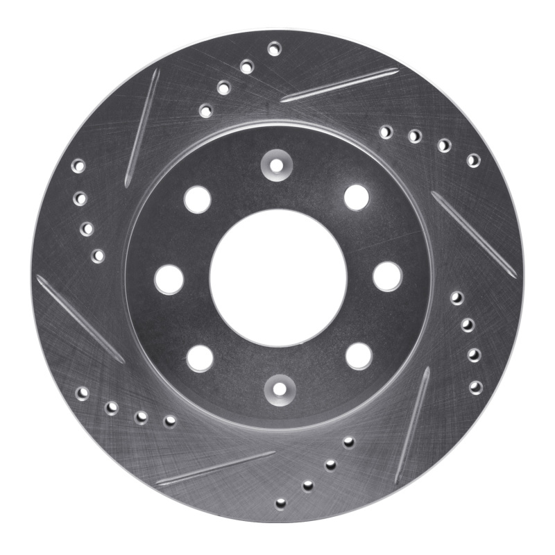 Picture of R1 88-07 Dodge Colt Front Left Drilled & Slotted Silver Brake Rotor