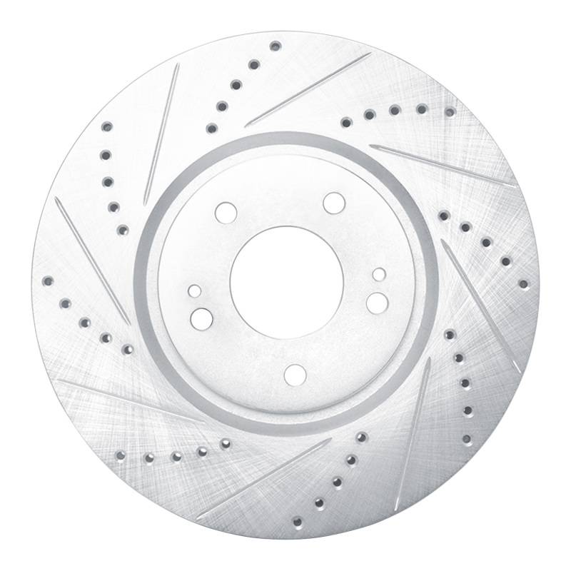 Picture of R1 03-06 Mitsubishi Lancer Front Left Drilled & Slotted Silver Brake Rotor