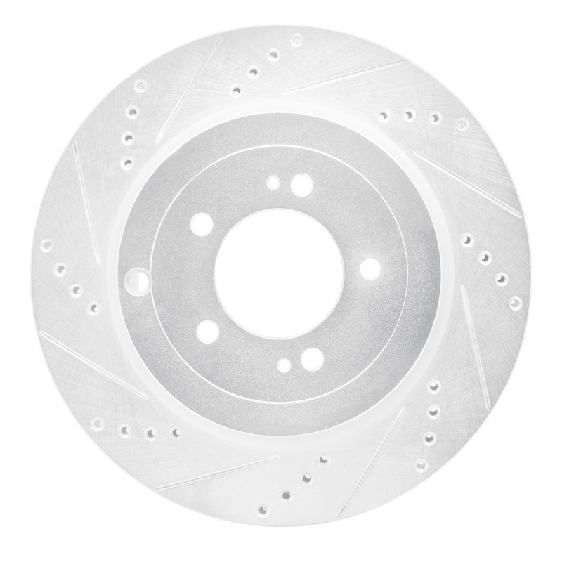 Picture of R1 08-15 Mitsubishi Lancer Rear Left Drilled & Slotted Silver Brake Rotor