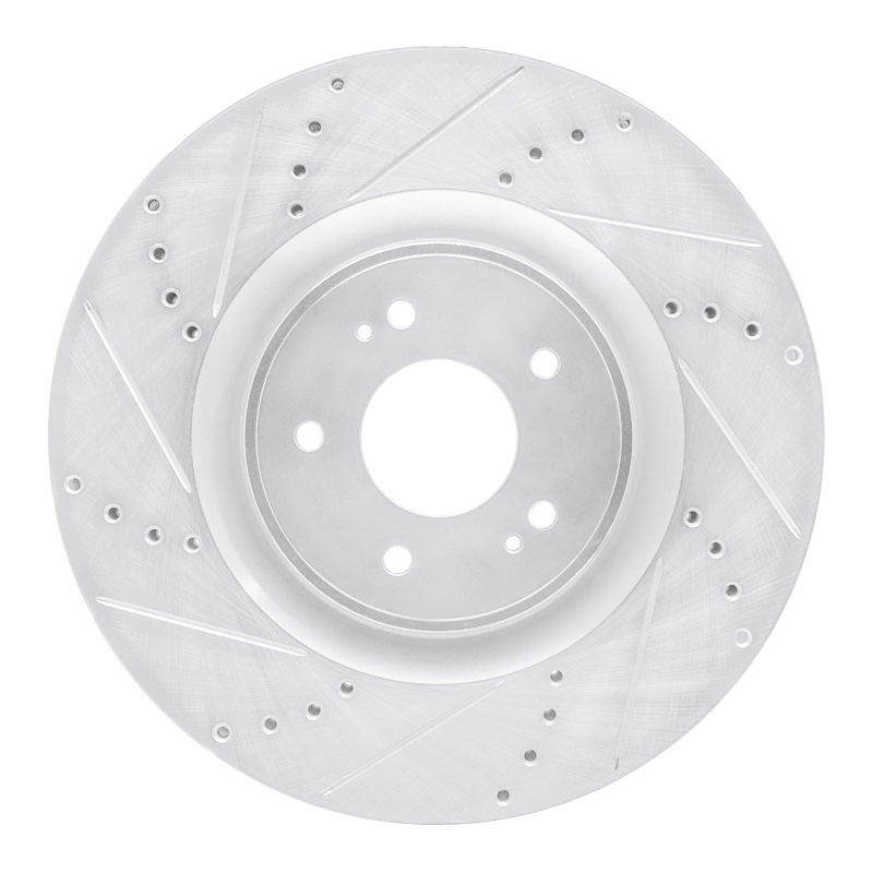 Picture of R1 08-15 Mitsubishi Lancer Front Left Drilled & Slotted Silver Brake Rotor