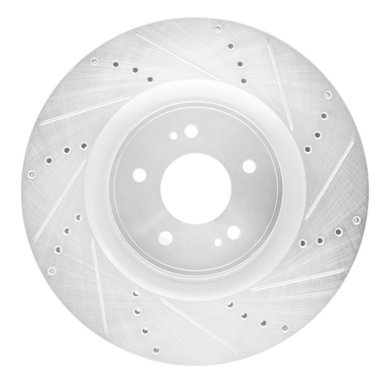 Picture of R1 08-15 Mitsubishi Lancer Front Right Drilled & Slotted Silver Brake Rotor