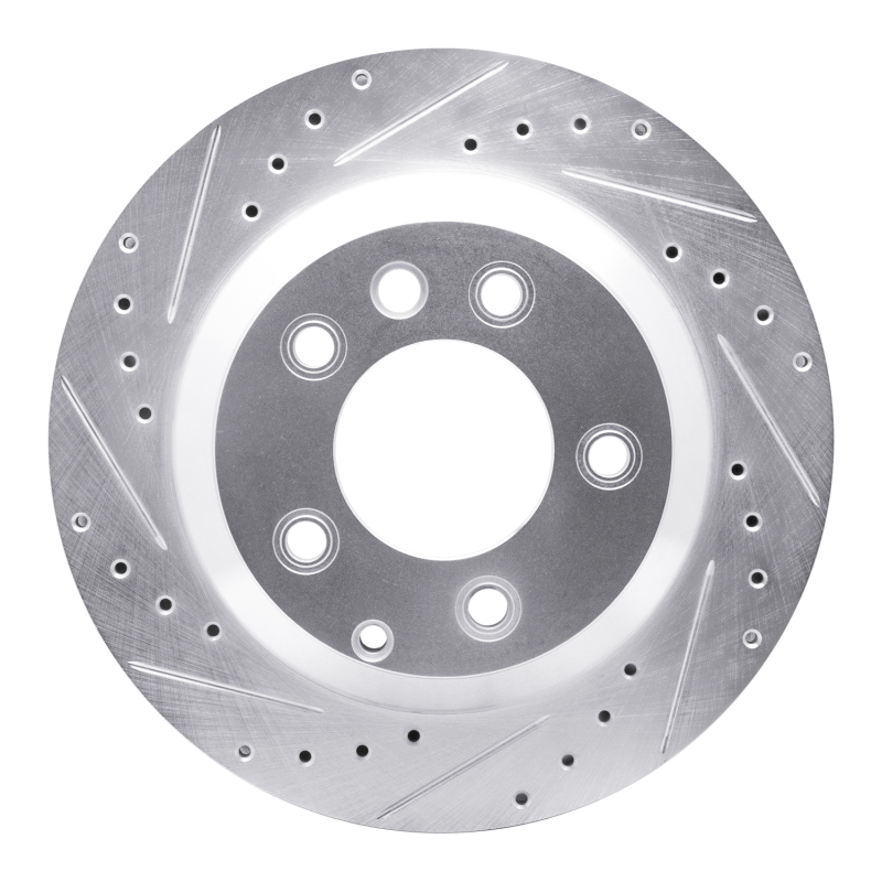 Picture of R1 03-18 Audi Q7 Rear Left Drilled & Slotted Silver Brake Rotor