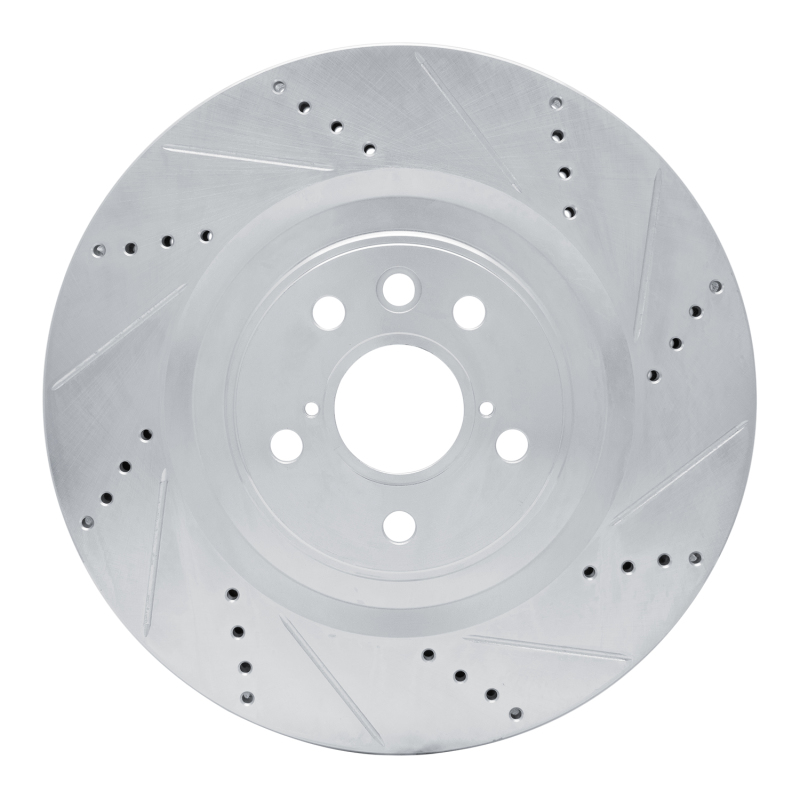 Picture of R1 13-25 Lexus IS500 Right Front Drilled & Slotted Silver Brake Rotor