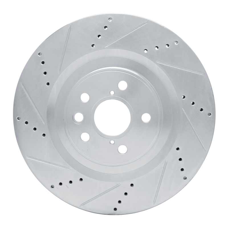 Picture of R1 13-25 Lexus RC300 Left Front Drilled & Slotted Silver Brake Rotor