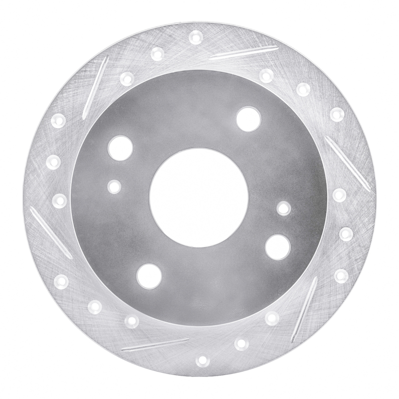 Picture of R1 85-87 Toyota Corolla (US/Canada) Rear Left Drilled & Slotted Silver Brake Rotor