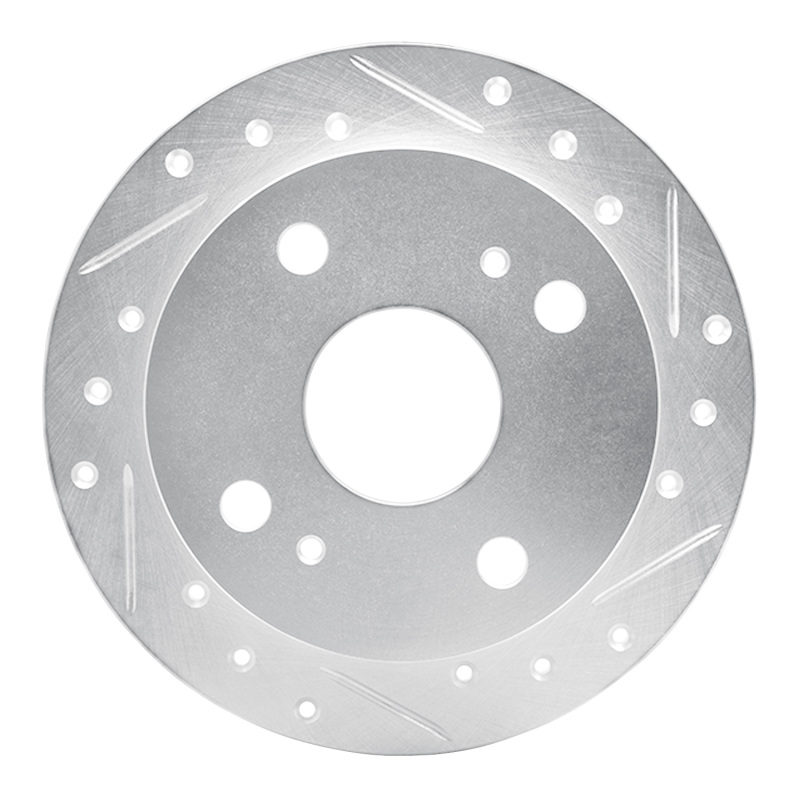 Picture of R1 85-87 Toyota Corolla (US/Canada) Rear Right Drilled & Slotted Silver Brake Rotor