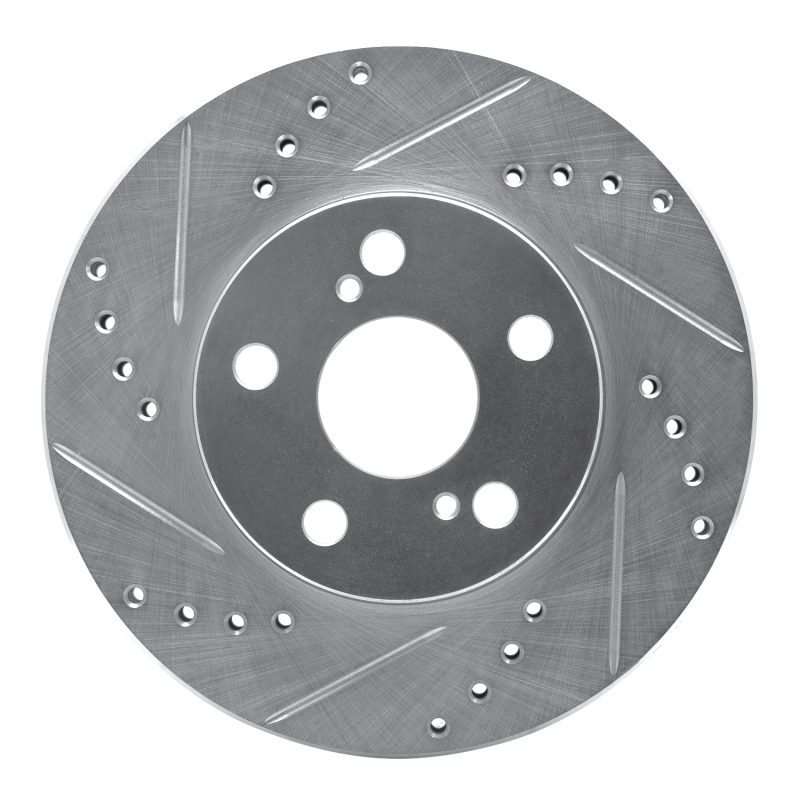 Picture of R1 04-09 Toyota Prius Front Left Drilled & Slotted Silver Brake Rotor