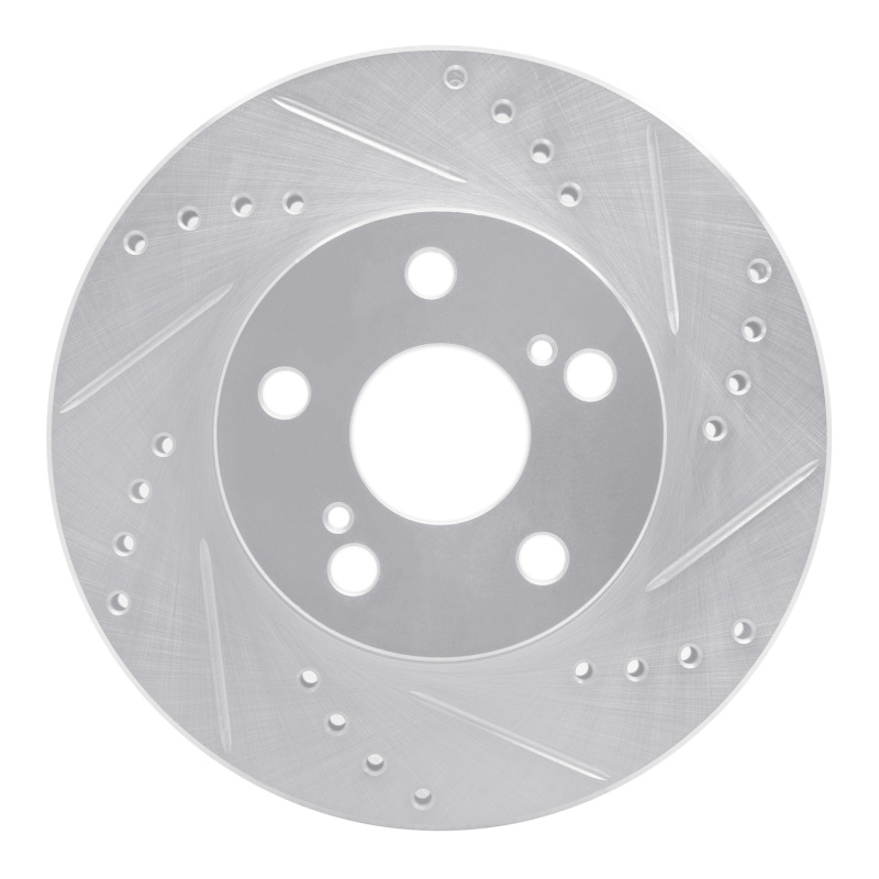 Picture of R1 04-09 Toyota Prius Front Right Drilled & Slotted Silver Brake Rotor