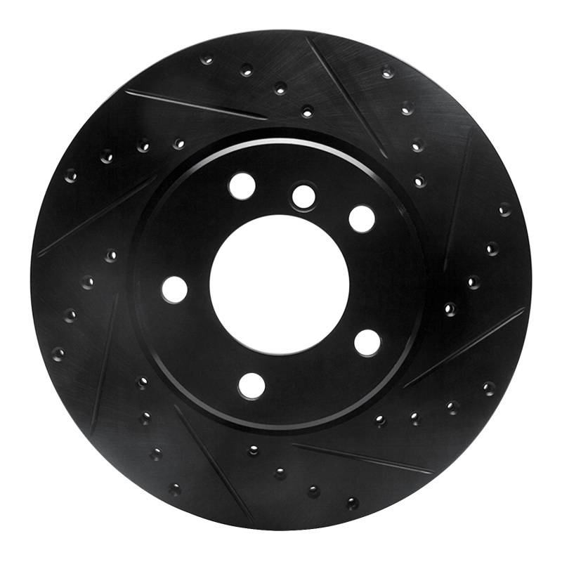 Picture of R1 04-10 BMW 525i (Mexico) Front Right Drilled & Slotted Black Brake Rotor