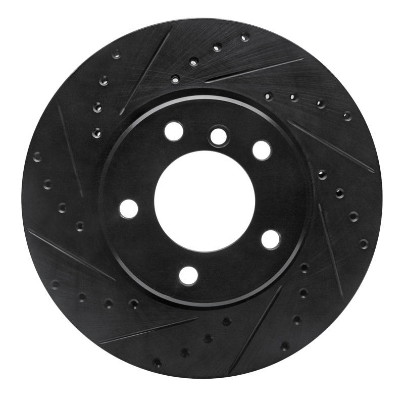 Picture of R1 04-10 BMW 525i (Mexico) Front Left Drilled & Slotted Black Brake Rotor