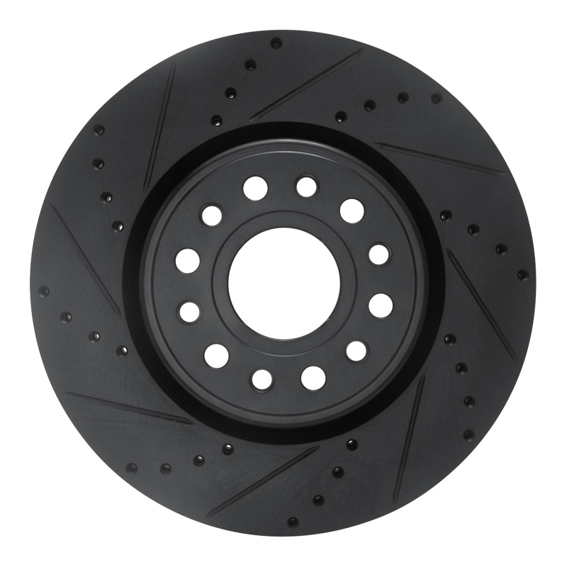 Picture of R1 19-25 Ram 1500 Front Left Drilled & Slotted Black Brake Rotor