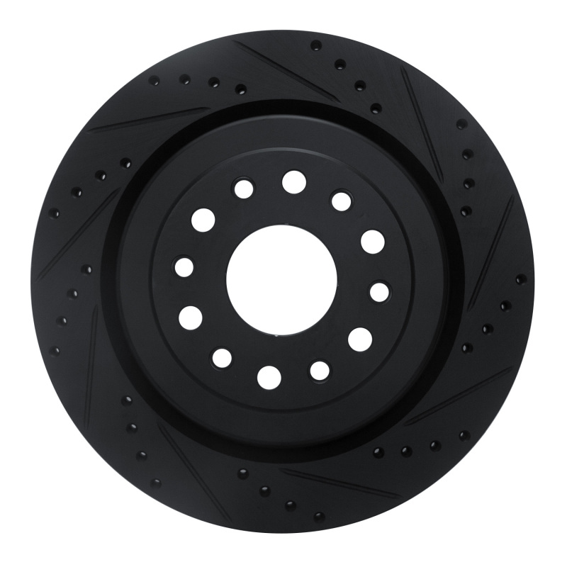 Picture of R1 19-25 Ram 1500 Rear Right Drilled & Slotted Black Brake Rotor