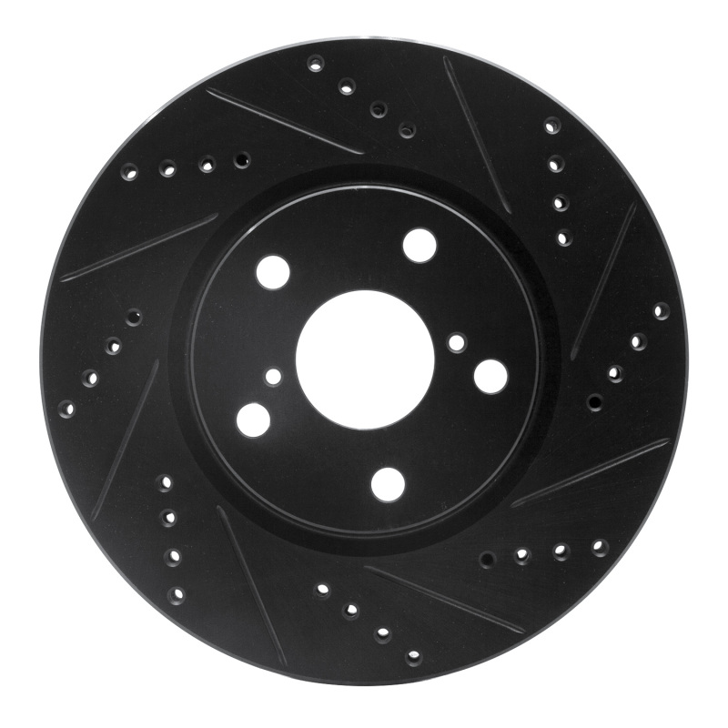 Picture of R1 21-23 Dodge CHALLENGER Left Front Drilled & Slotted Black Brake Rotor