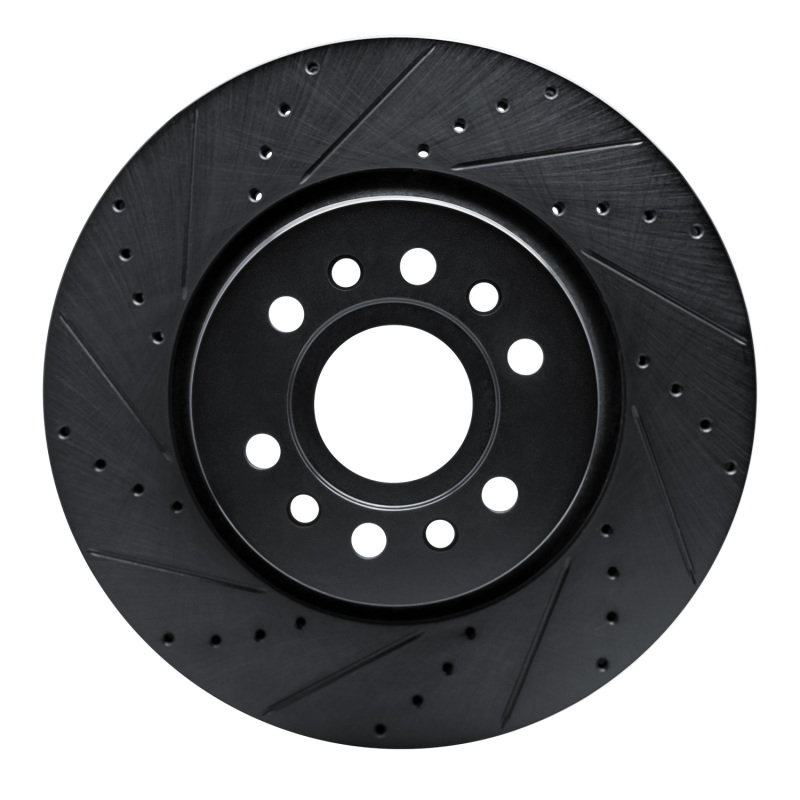 Picture of R1 21-25 Jeep Wagoneer Front Left Drilled & Slotted Black Brake Rotor