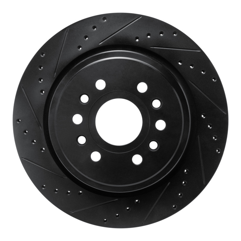 Picture of R1 21-25 Jeep Wagoneer L Rear Left Drilled & Slotted Black Brake Rotor