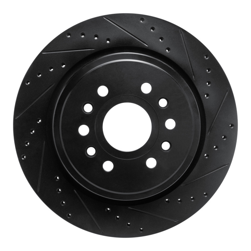 Picture of R1 21-25 Jeep Grand Wagoneer L Rear Right Drilled & Slotted Black Brake Rotor