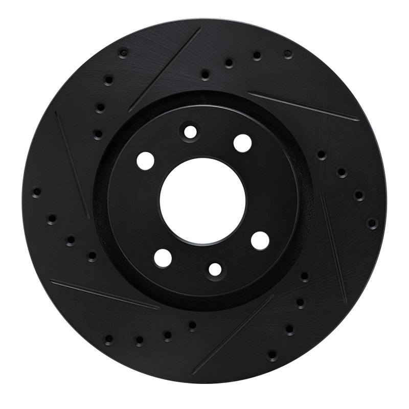 Picture of R1 88-89 Eagle Medallion Front Left Drilled & Slotted Black Brake Rotor