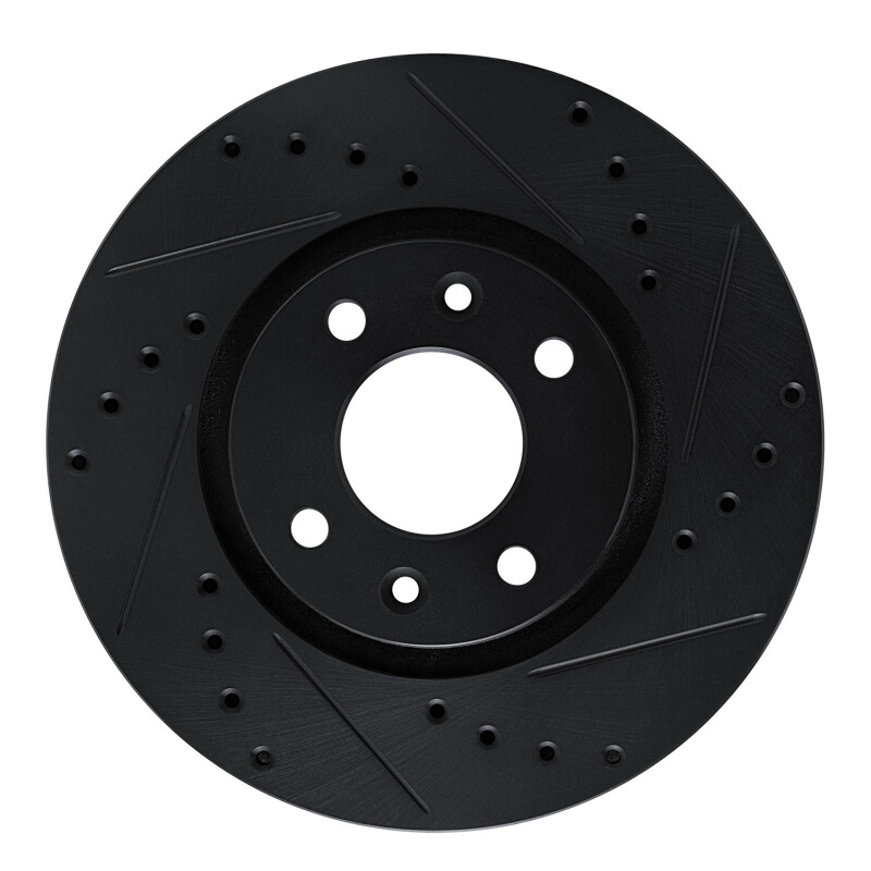 Picture of R1 88-89 Eagle Medallion Front Right Drilled & Slotted Black Brake Rotor