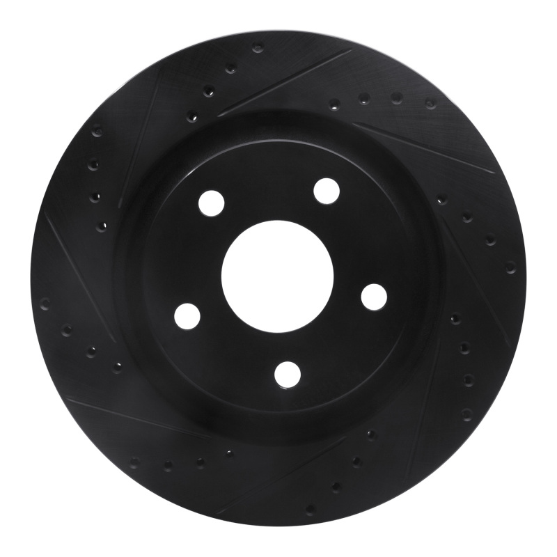 Picture of R1 12-18 Jeep Wrangler Front Left Drilled & Slotted Black Brake Rotor