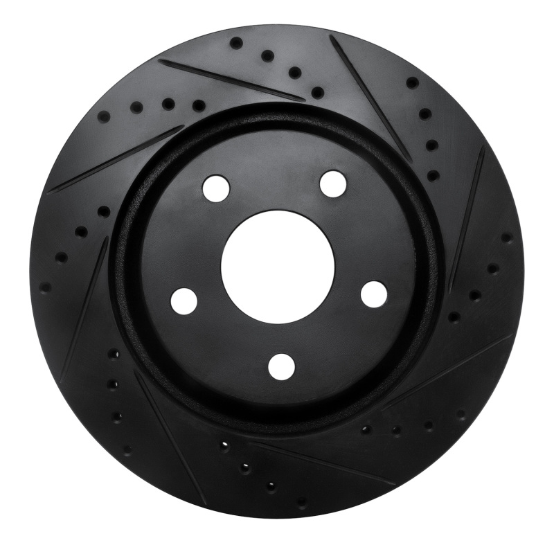 Picture of R1 12-18 Jeep Wrangler Front Right Drilled & Slotted Black Brake Rotor
