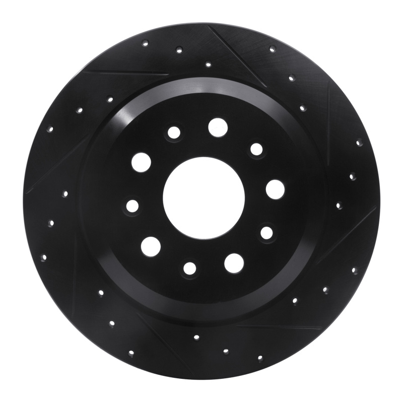 Picture of R1 18-25 Jeep Wrangler Rear Right Drilled & Slotted Black Brake Rotor