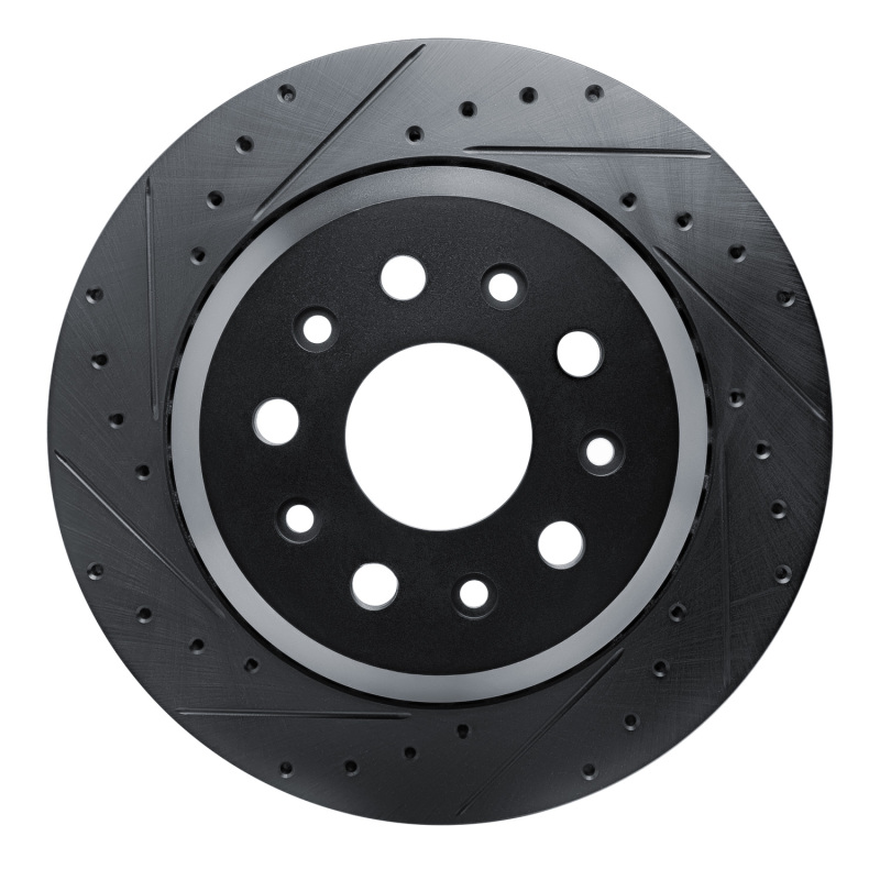 Picture of R1 20-25 Jeep Gladiator Rear Left Drilled & Slotted Black Brake Rotor