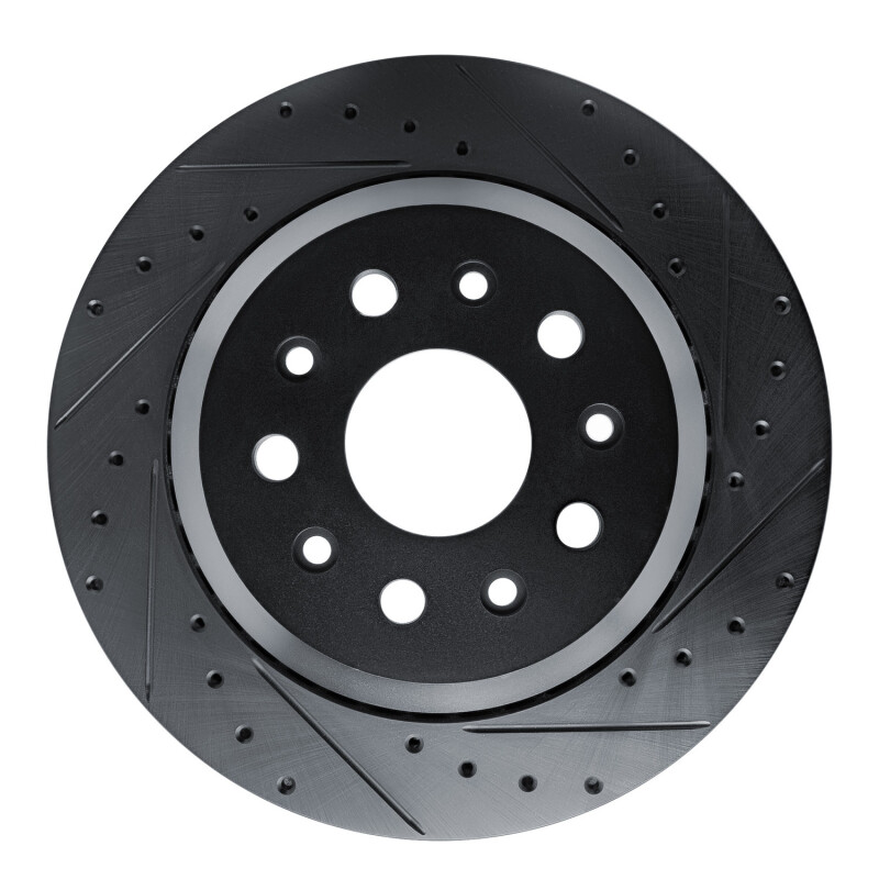 Picture of R1 20-25 Jeep Gladiator Rear Right Drilled & Slotted Black Brake Rotor