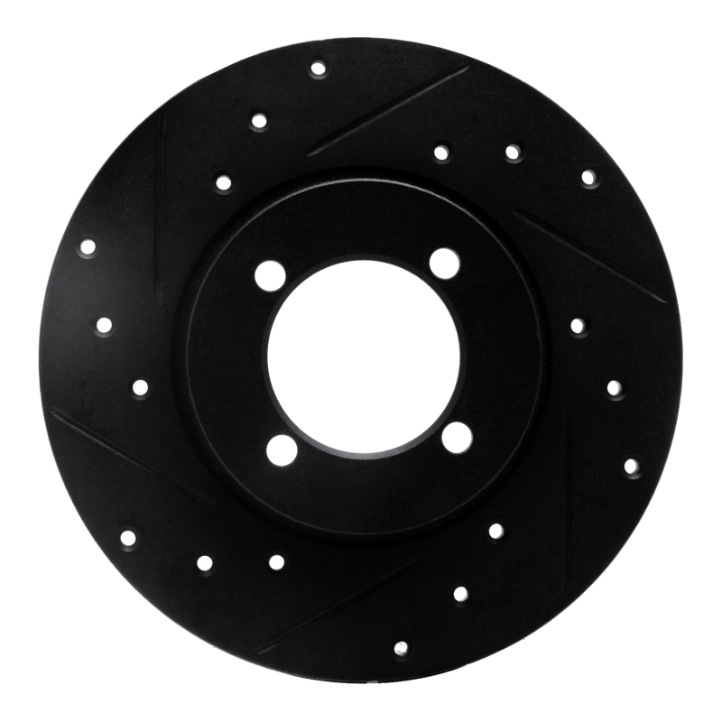 Picture of R1 74-87 Dodge COLT Front Left Drilled & Slotted Black Brake Rotor