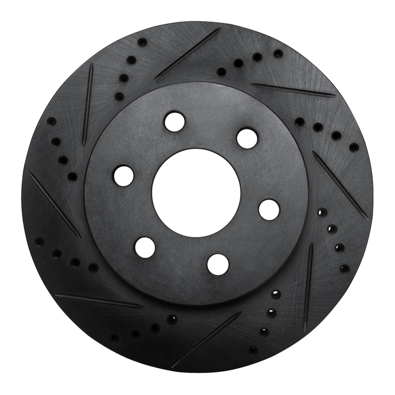 Picture of R1 98-99 Cadillac DEVILLE Front Left Drilled & Slotted Black Brake Rotor