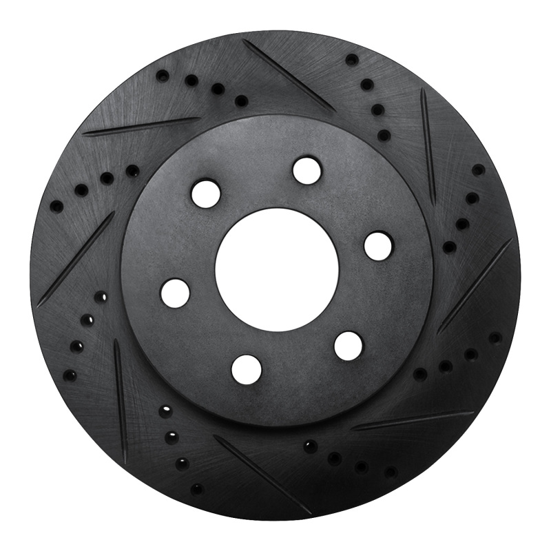 Picture of R1 98-99 Cadillac DEVILLE Front Right Drilled & Slotted Black Brake Rotor