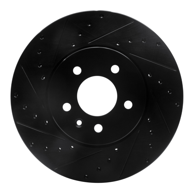 Picture of R1 13-25 Cadillac CT4 Front Left Drilled & Slotted Black Brake Rotor