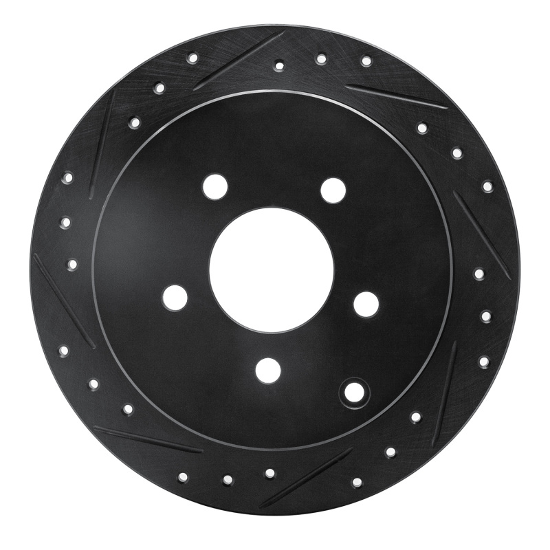 Picture of R1 01-07 Buick Rendezvous Rear Left Drilled & Slotted Black Brake Rotor