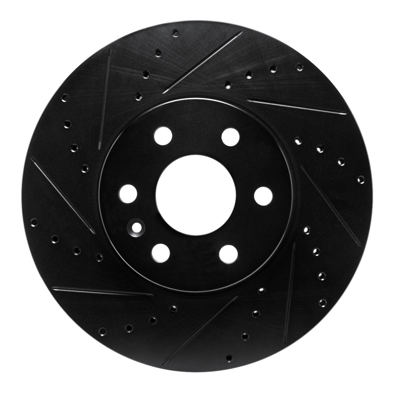 Picture of R1 21-22 Chevrolet Colorado Front Left Drilled & Slotted Black Brake Rotor