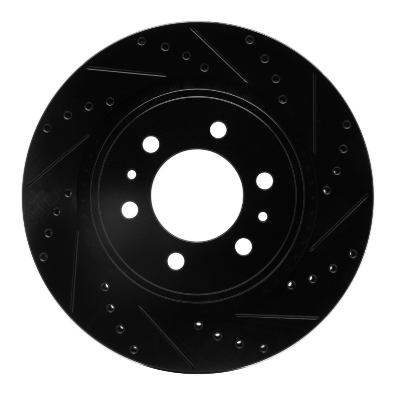 Picture of R1 21-22 Chevrolet Colorado Rear Right Drilled & Slotted Black Brake Rotor