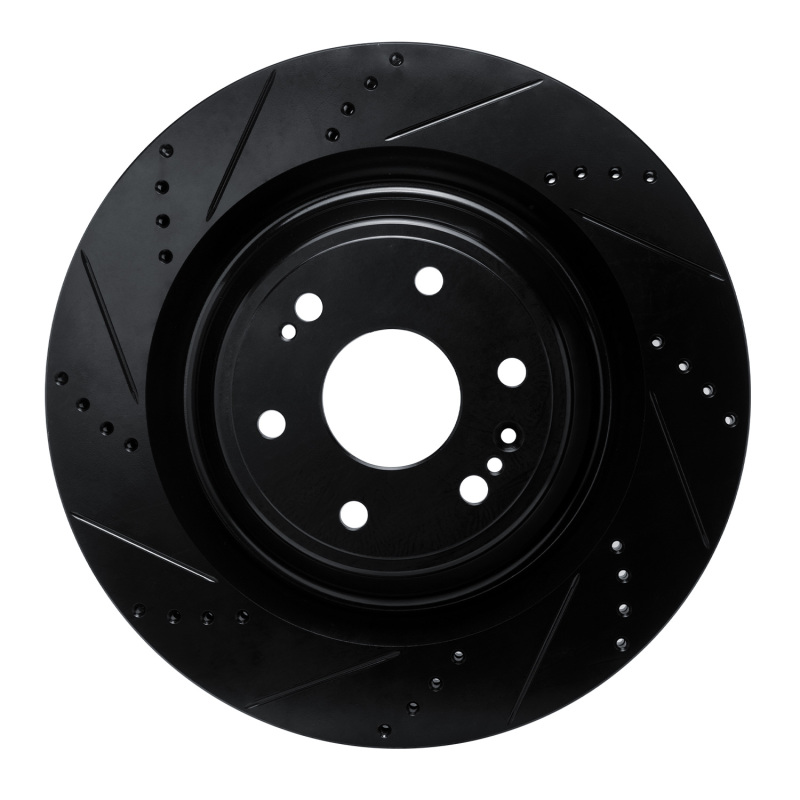 Picture of R1 19-25 Cadillac Escalade Front Left Drilled & Slotted Black Brake Rotor