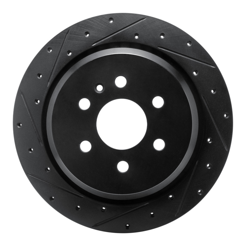 Picture of R1 21-22 Chevrolet Colorado Rear Left Drilled & Slotted Black Brake Rotor