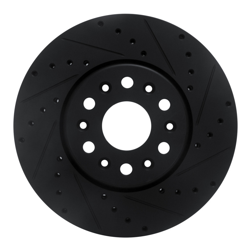 Picture of R1 17-25 Buick Enclave Front Right Drilled & Slotted Black Brake Rotor