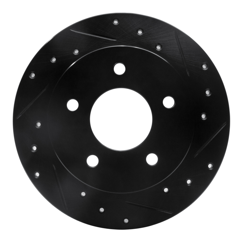 Picture of R1 84-88 Pontiac 6000 Rear Right Drilled & Slotted Black Brake Rotor