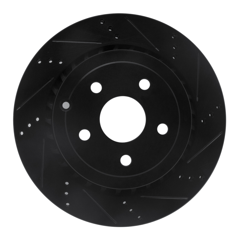 Picture of R1 08-17 Chevrolet SS Rear Right Drilled & Slotted Black Brake Rotor