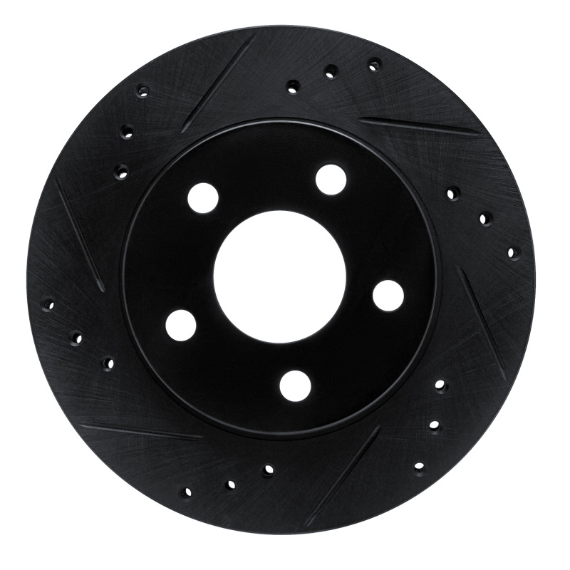 Picture of R1 86-92 Ford Taurus SHO Rear Left Front Left Drilled & Slotted Black Brake Rotor