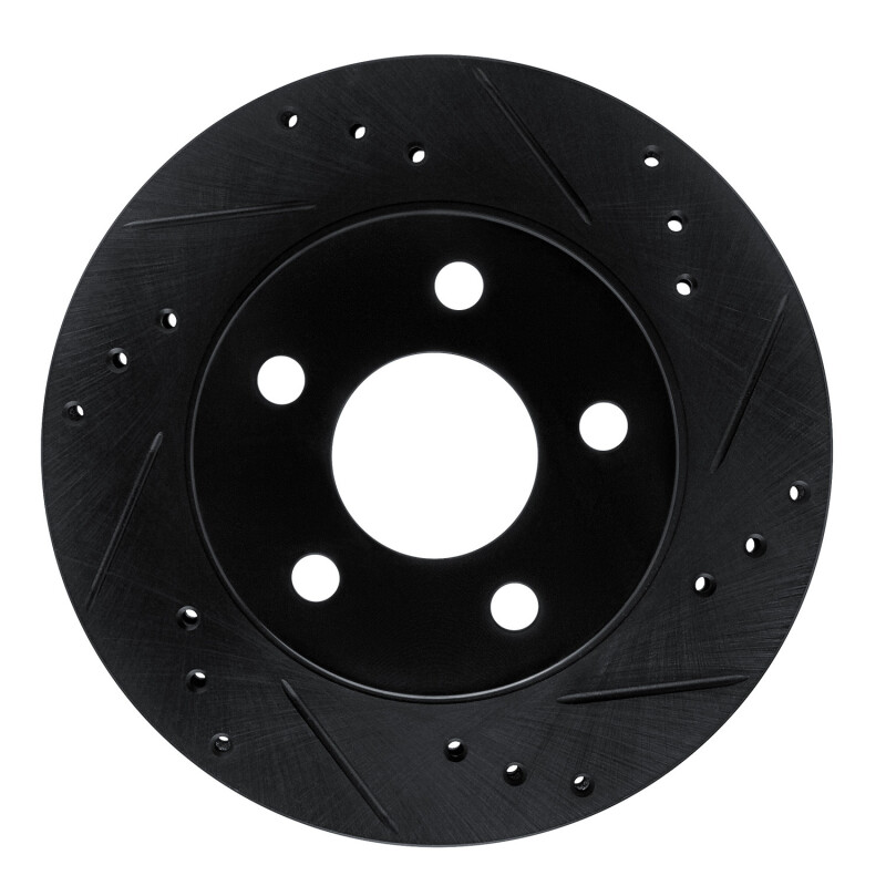 Picture of R1 86-92 Ford Thunderbird Rear Right Front Right Drilled & Slotted Black Brake Rotor